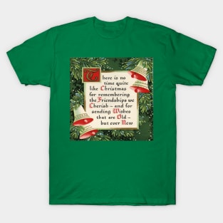 1980s Nostalgic Christmas pine wreath friendship T-Shirt